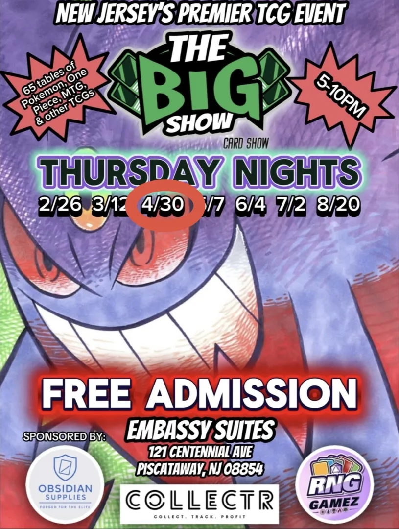 pokemon card show new jersey The Big Show Card Show - Thursday April 30- Free Admission!