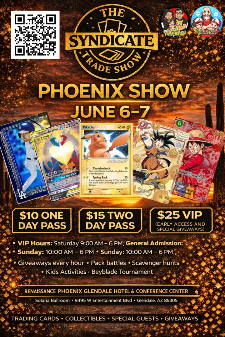 pokemon card convention phoenix PHOENIX TCG CONVENTION! TCG CON 2026 is coming to Phoenix April 10th-12th!  This action packed 3 day convention is the ultimate opportunity for Pokmon,  Magic The Gathering, One Piece, Dragon Ball Z,