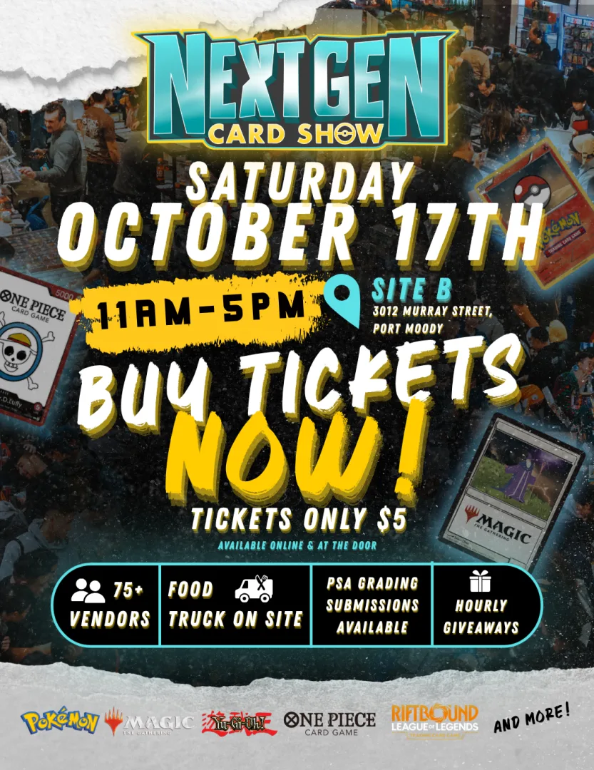 Event flyer for NextGen Card Show- October 17th